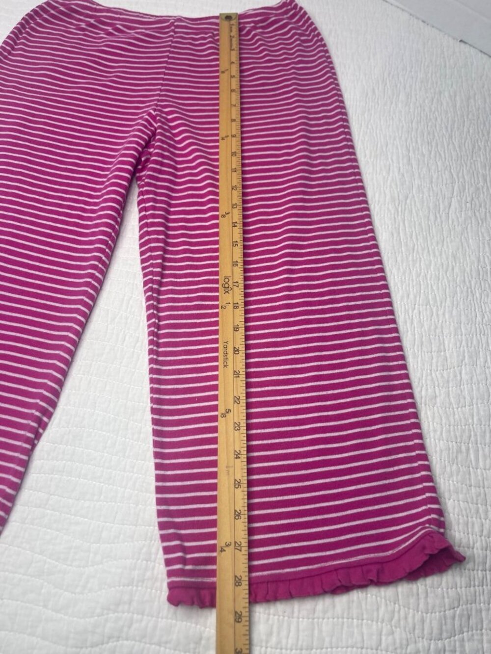Lauren Ralph Lauren Pink White S Cotton Pajamas Short Sleeve Blouse Long Pants - Picture 9 of 11